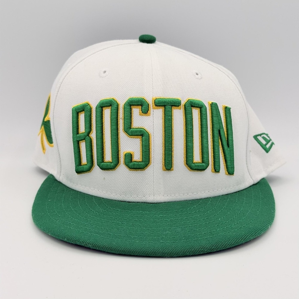 Boston Celtics Hat Cap Snap Back Mens White Green NBA Basketball New Era 9FIFTY
